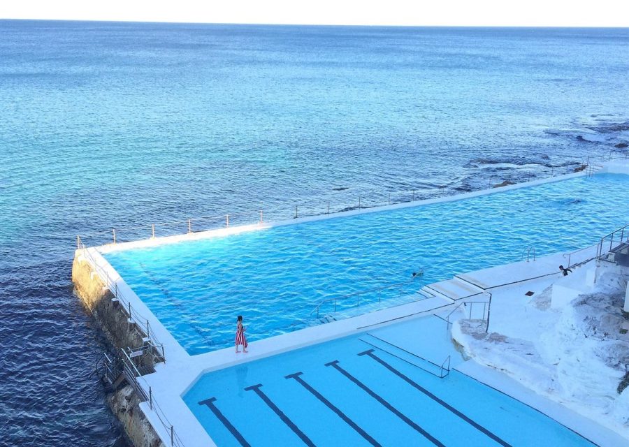 A pool with an infinity edge running out to the horizon.